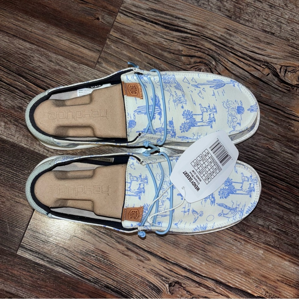 Women's Hey Dudes Wendy Desert In Blue Cream US Size 11 New Western Cactus - Picture 5 of 7